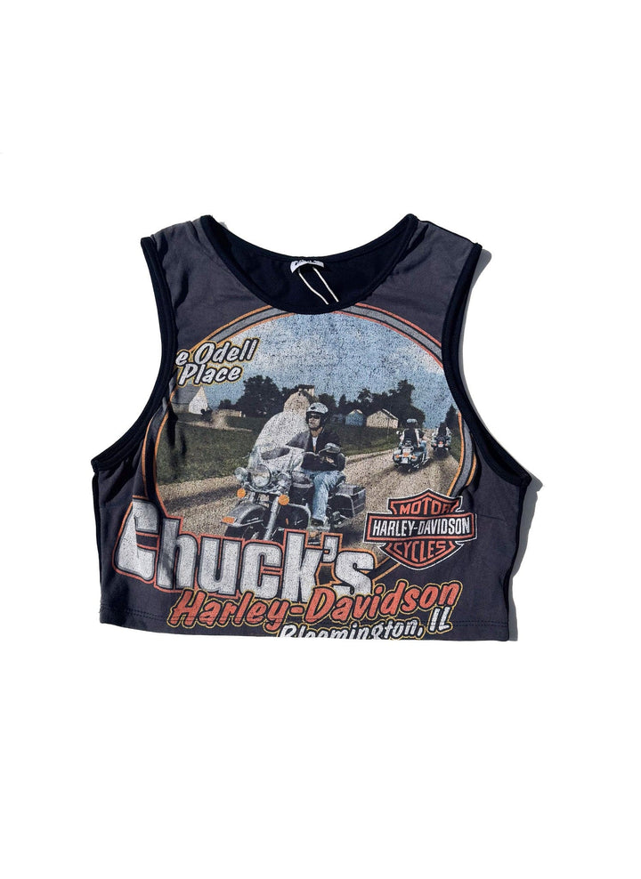 VTG ODELL PLACE HARLEY DAVIDSON CROPPED CAMI / M - HER PONY VINTAGE