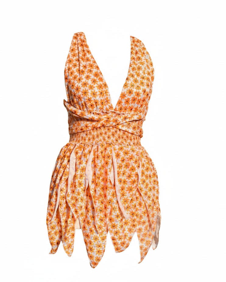 *VTG ORANGE FLOWER PIXIE DRESS - HER PONY VINTAGE