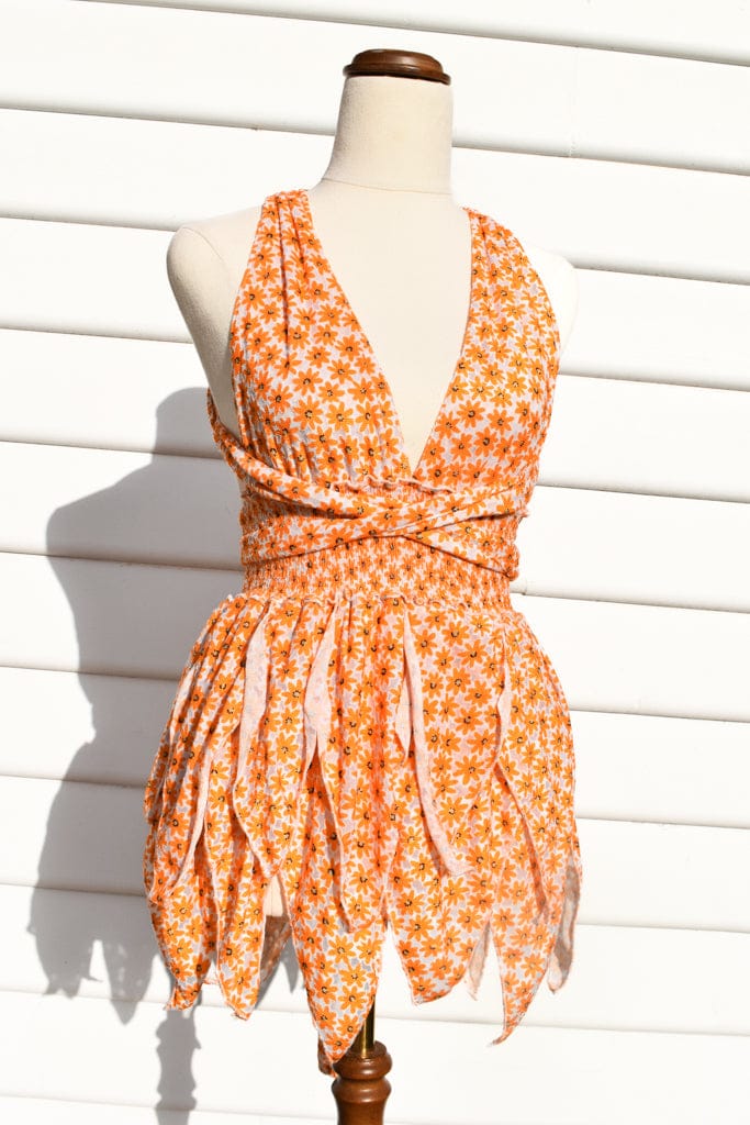 *VTG ORANGE FLOWER PIXIE DRESS - HER PONY VINTAGE