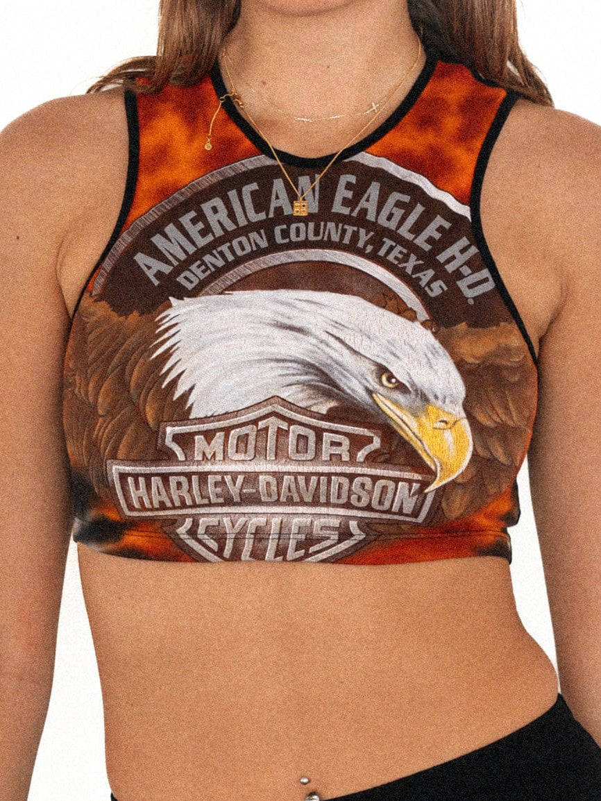 VTG ORANGE HARLEY DAVIDSON CROPPED TANK / XS - S - HER PONY VINTAGE