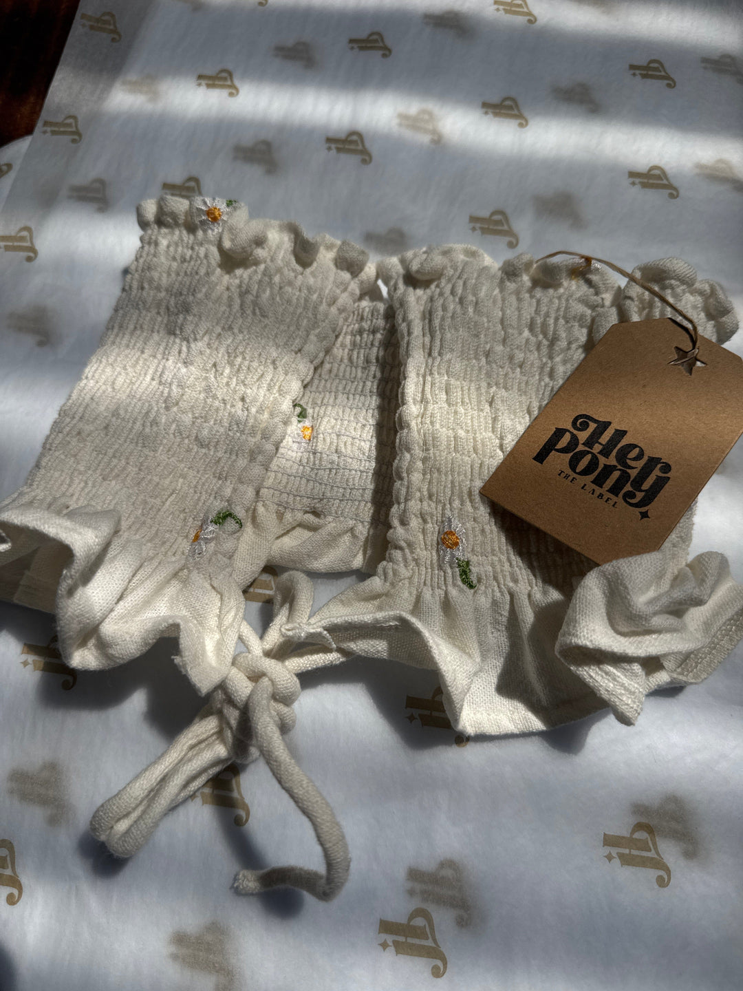 VTG RUCHED BANDEAU - DAISY LINEN - HER PONY VINTAGE