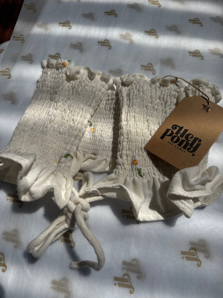 VTG RUCHED BANDEAU - DAISY LINEN - HER PONY VINTAGE