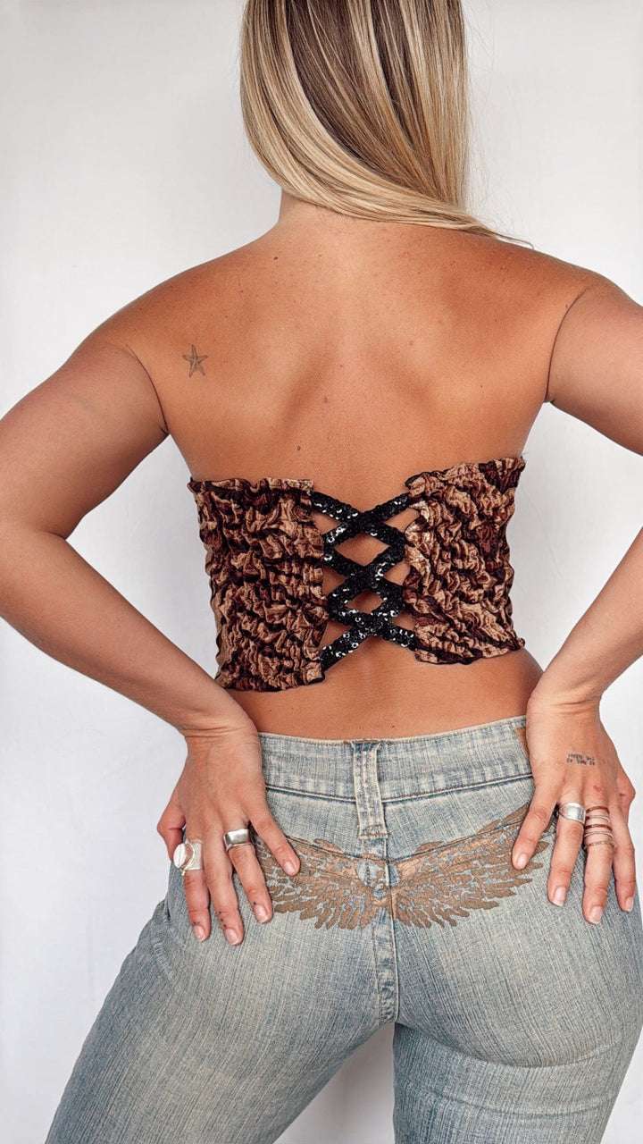 VTG VELVET CHEETAH CORSET / XS-S - HER PONY VINTAGE