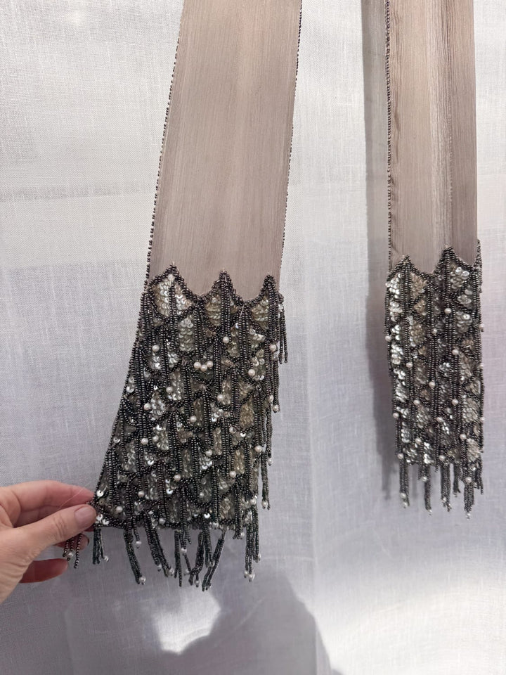*VTG VINTAGE AND SILK BEADED MERMAID SCARF - VINTAGE