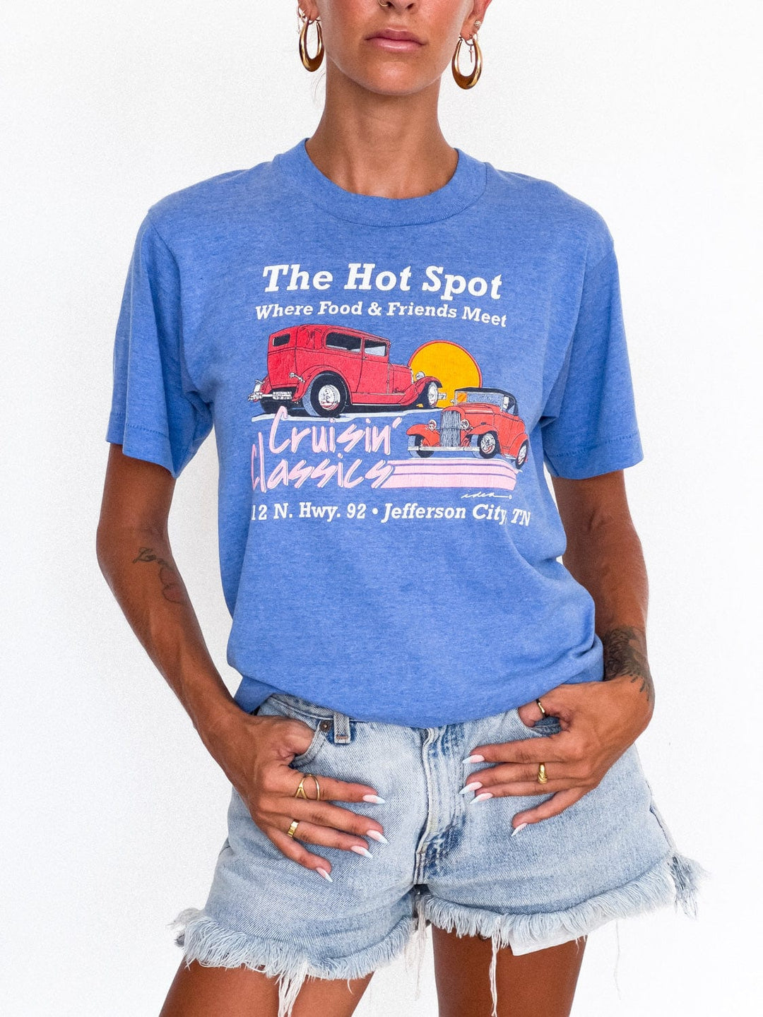 VTG VINTAGE BLUE HOT SPOT TEE / S-M - HER PONY