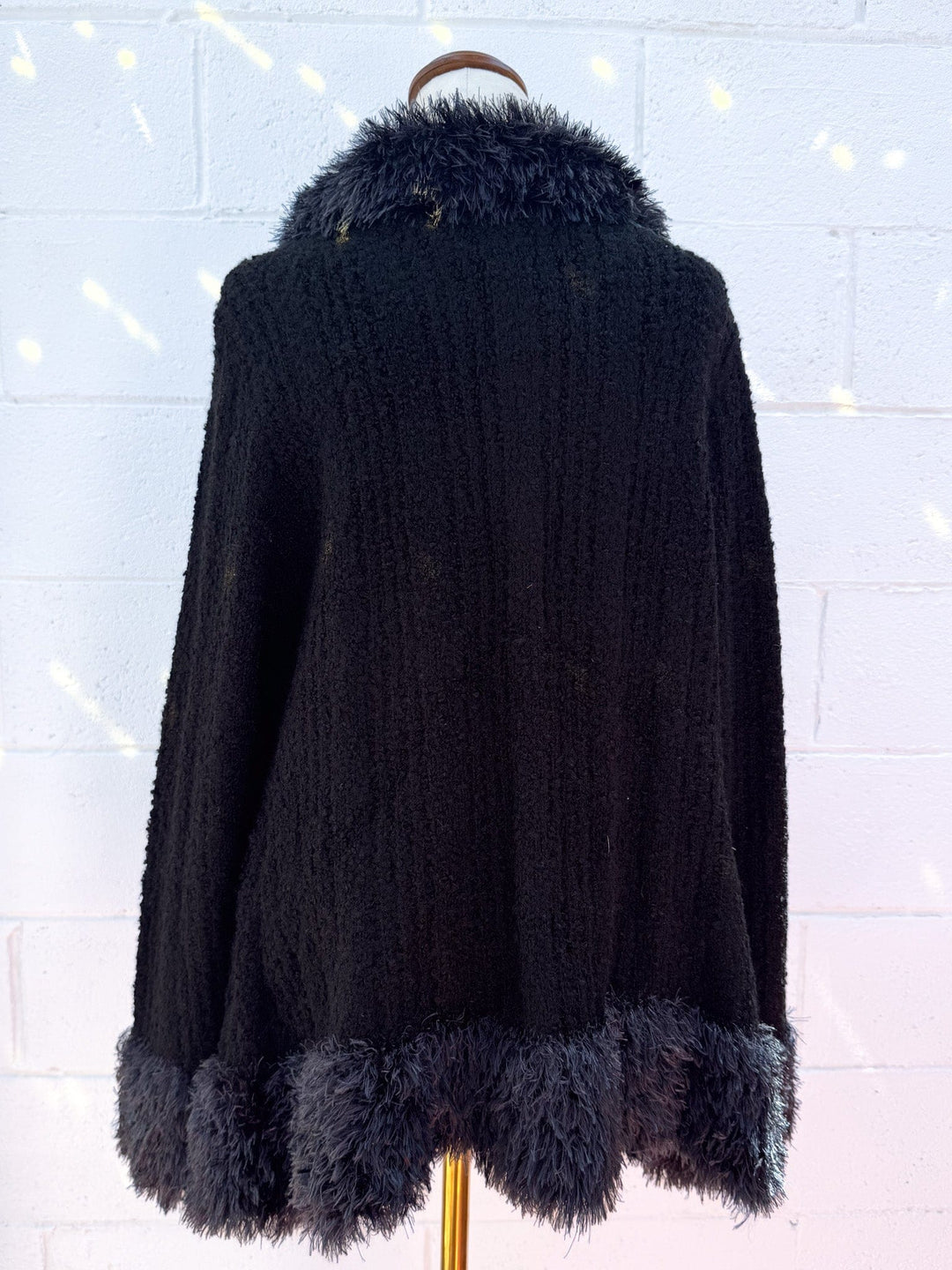 VTG Y2K BLACK SHAG KNIT CARDI / L-XL - HER PONY VINTAGE