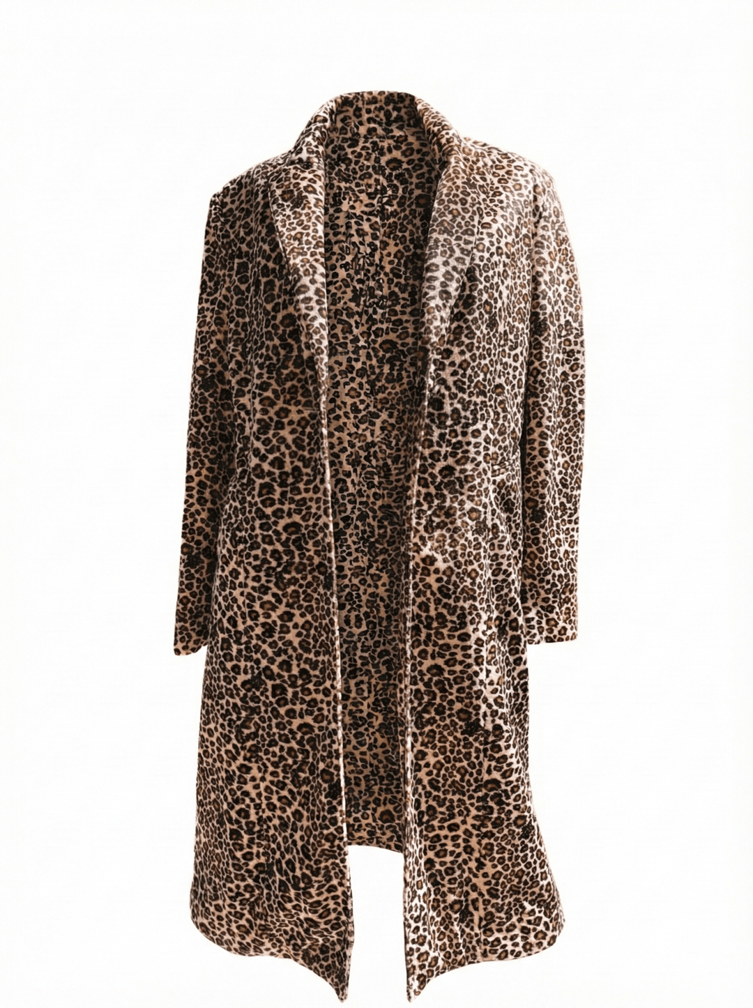 *VTG Y2K DEADSTOCK LEOPARD SOFT LONG LINE JACKET / COAT / L-XL - HER PONY VINTAGE