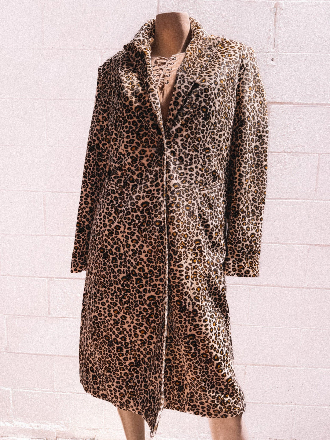*VTG Y2K DEADSTOCK LEOPARD SOFT LONG LINE JACKET / COAT / L-XL - HER PONY VINTAGE