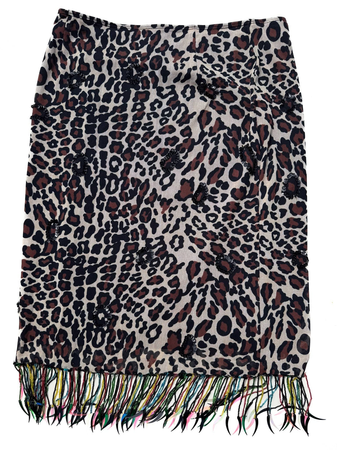 VTG Y2K EMBELLISHED MESH LEOPARD MIDI SKIRT / L - HER PONY VINTAGE