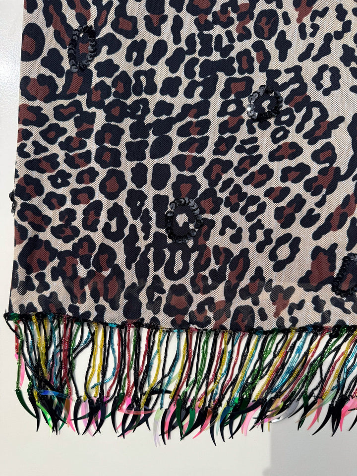 VTG Y2K EMBELLISHED MESH LEOPARD MIDI SKIRT / L - HER PONY VINTAGE