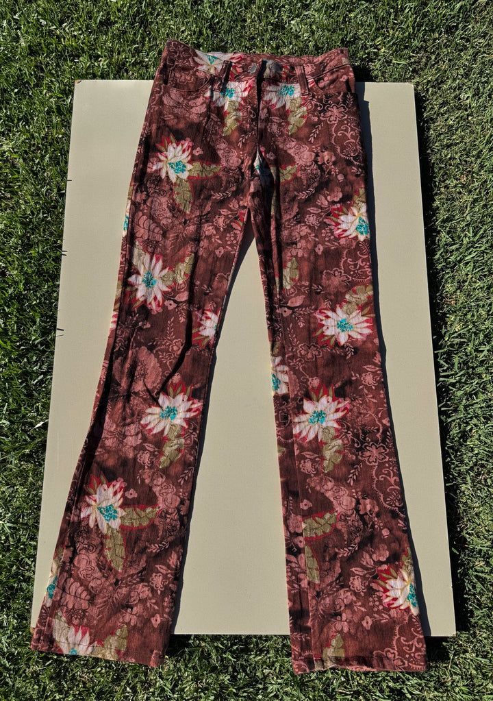 VTG Y2K MID RISE PRINTED BOOTLEG JEANS PANTS / S-M - VINTAGE