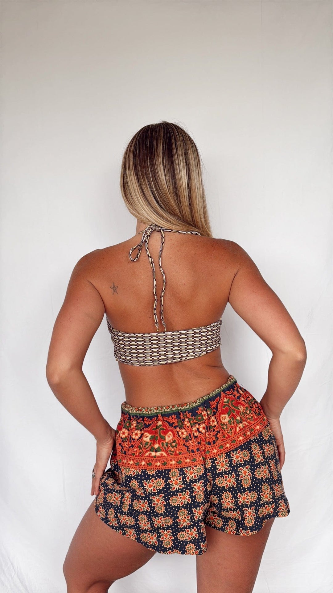 VTG YARA COTTON BLOCK PRINT SHORTS / M - HER PONY VINTAGE