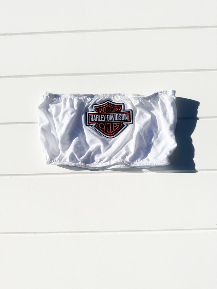 *WHITE HARLEY DAVIDSON TUBE TOP - SAMPLE SALE