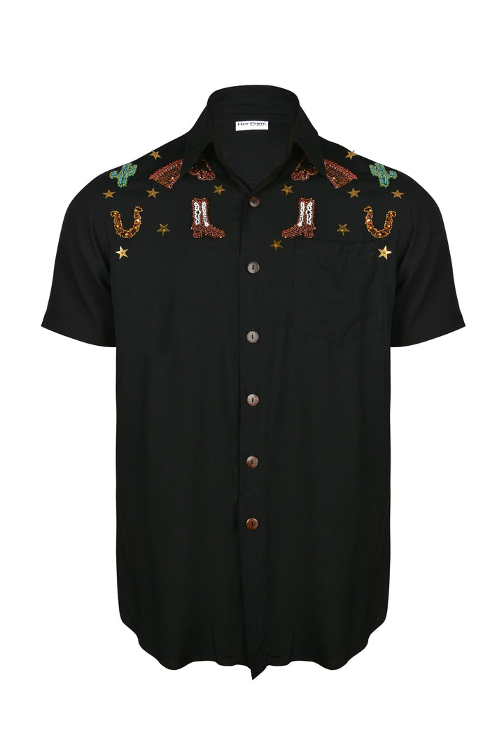 YEE-HAW WESTERN SPARKLE MENS SHIRT - Her Pony