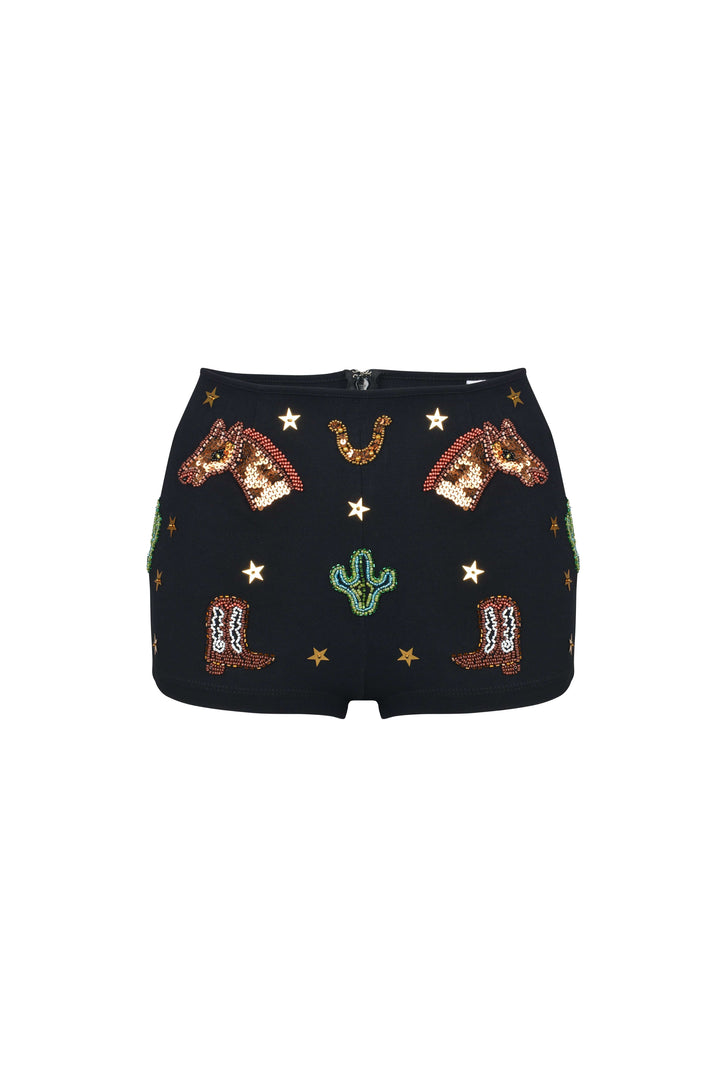 YEE-HAW WESTERN SPARKLE MINI SHORTS - Her Pony