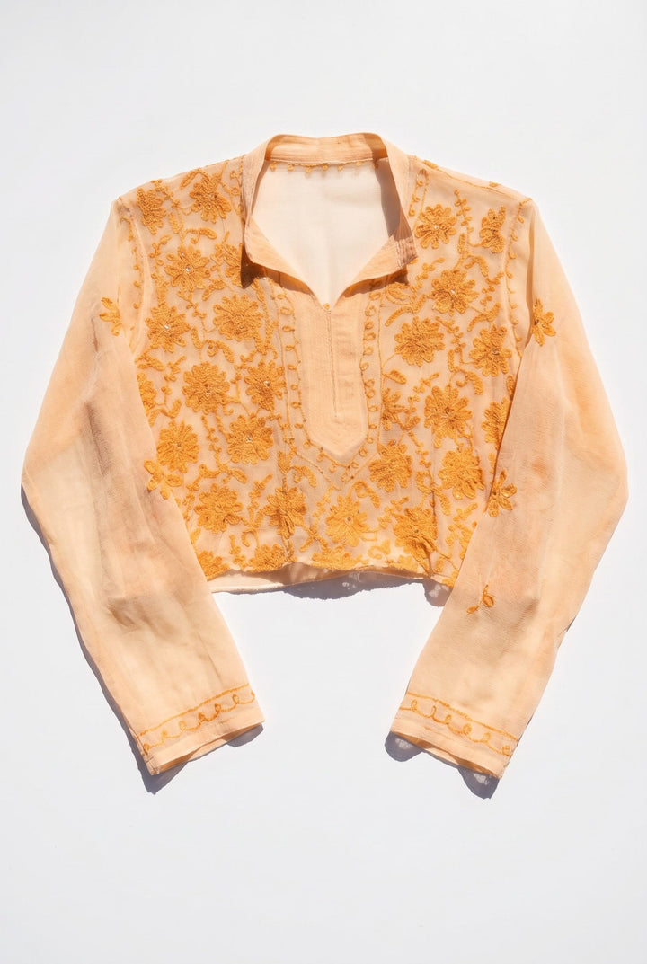 *YELLOW EMBROIDERED CROP / - VINTAGE
