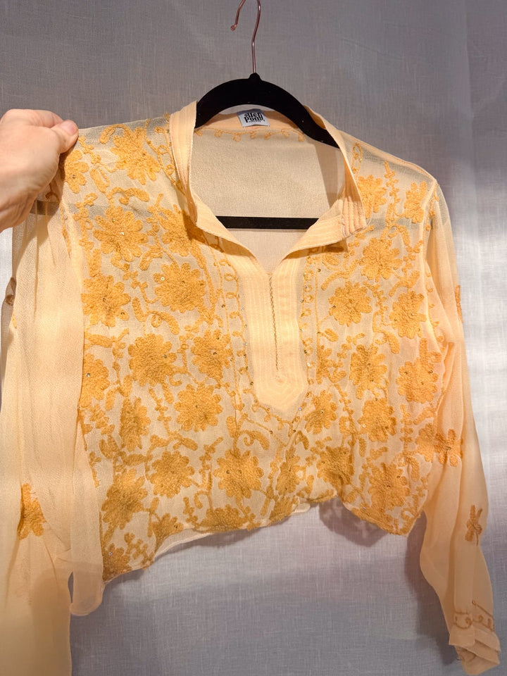 *YELLOW EMBROIDERED CROP / - VINTAGE