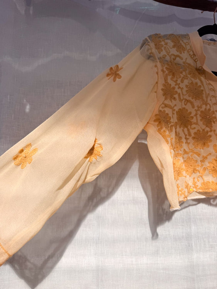 *YELLOW EMBROIDERED CROP / - VINTAGE