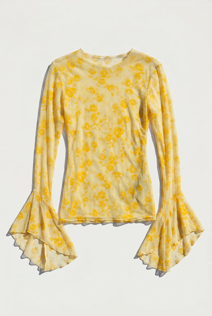 *YELLOW MESH PIXIE TOP / M