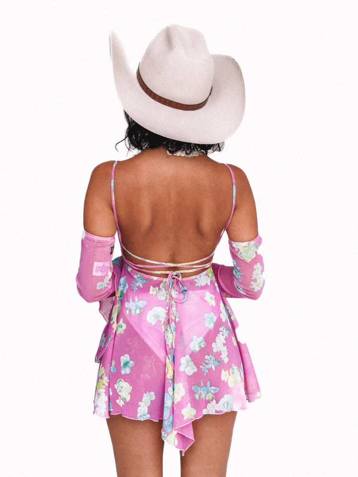PRE-SALE / PIXIE DREAM DRESS & ARMWARMERS - HOT PINK FLORAL - Her Pony
